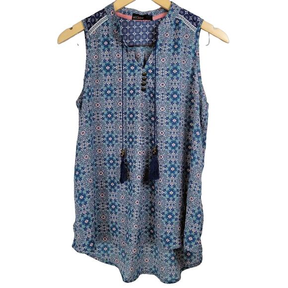 Weavers Blue Boho Sleeveless Top Size M - Picture 1 of 7